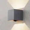 LED-Außenwandleuchte Cube, anthrazit, Metall, 10 cm, up/down