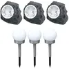 6er Set LED Solarleuchte, Stein, Kugel, weiß, grau