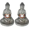 2er Set LED Solarleuchte BUDDHA in grau