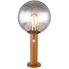 LED Sockellampe, Glaskugel, Holzoptik, Bewegungsmelder, H 38 cm