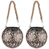 2x LED Solarleuchte, Metall, Kupfer, Hängeleuchte, H 26 cm
