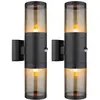 2er Set Außenlampe, Up and Down Strahler, Edelstahl, schwarz, H 42cm