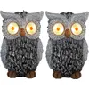 2er Set LED Solarleuchte, Stein Design Eule, grau, H 19,5 cm