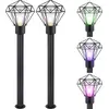 2er Set RGB LED Stehleuchte, Edelstahl, Gitter, schwarz, H 100 cm