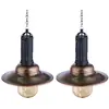 2x LED Solar Hängeleuchte Metall dunkel, Glas, H 50 cm