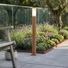 RGB LED Stehleuchte, Außen, Edelstahl, Holz-Optik, H 110 cm