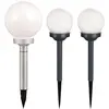 3er Set Solarlampen, Kugelleuchten, Erdspieß, LED
