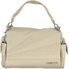 Beige Handtasche mit abnehmbarem Schultergurt und Kontrasten