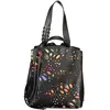 Stylischer Damenrucksack in Schwarz mit Print und vielen Fächern