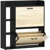 HOMCOM Schmaler Schuhschrank 2 Türen, Schuhschrank für Flur mit 3 seit...