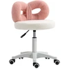 HOMCOM Drehbarer Hocker mit Rückenlehne Höhenverstellbar 63-77 cm Bezu...