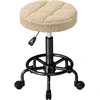 HOMCOM Drehbarer Runder Hocker mit Rollen, Höhenverstellbar 50-66 cm, ...
