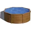 GRE Runder Stahlwandpool mit Holzoptik KITPR303W   Ø 300 x 120 cm, Kom...