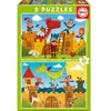 Puzzle aus 2 x 48 pièces Educa Dragones y caballeros 21x31x7 cm