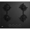 Beko HILG 64225 SB, Schwarz, Integriert, 60 cm, Gaskochfeld, Glas, 4 Z...