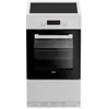 Beko FSM58301WC, Freistehender Herd, Schwarz, Weiß, Drehregler, Berühr...