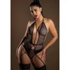 Daring Intimates Stringbody Netz-Body mit Strumpfhaltern - schwarz
