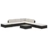vidaXL 8-tlg. Garten-Lounge-Set mit Auflagen Poly Rattan Schwarz