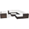 vidaXL 10-tlg. Garten-Lounge-Set mit Auflagen Poly Rattan Braun