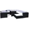 vidaXL 10-tlg. Garten-Lounge-Set mit Auflagen Poly Rattan Schwarz