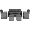 vidaXL 6-tlg. Garten-Lounge-Set mit Auflagen Poly Rattan Grau
