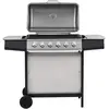 vidaXL Gasgrill mit 6 Flammen Edelstahl Silbern