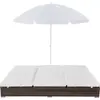 vidaXL Outdoor-Loungebett mit Sonnenschirm Poly Rattan Braun