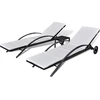 vidaXL Sonnenliegen mit Tisch Poly Rattan Schwarz