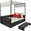 vidaXL Gartenbett mit Baldachin Braun 190×130 cm Poly Rattan