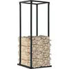 vidaXL Brennholzregal mit Boden Schwarz 37 x 37 x 113 cm Stahl
