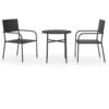 vidaXL 3-tlg. Garten-Essgruppe Poly Rattan Schwarz