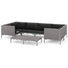 vidaXL 7-tlg. Garten-Lounge-Set mit Kissen Poly Rattan Dunkelgrau