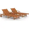 vidaXL Sonnenliegen 2 Stk. mit Tisch Massivholz Akazie