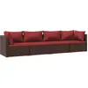 vidaXL 4-tlg. Garten-Lounge-Set mit Auflagen Poly Rattan Braun