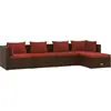 vidaXL 5-tlg. Garten-Lounge-Set mit Kissen Poly Rattan Braun