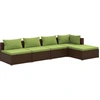 vidaXL 5-tlg. Garten-Lounge-Set mit Kissen Poly Rattan Braun
