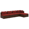 vidaXL 5-tlg. Garten-Lounge-Set mit Kissen Poly Rattan Braun