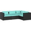 vidaXL 4-tlg. Garten-Lounge-Set mit Kissen Poly Rattan Schwarz