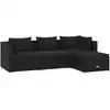 vidaXL 4-tlg. Garten-Lounge-Set mit Kissen Poly Rattan Schwarz