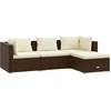 vidaXL 4-tlg. Garten-Lounge-Set mit Kissen Poly Rattan Braun
