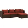 vidaXL 4-tlg. Garten-Lounge-Set mit Auflagen Poly Rattan Braun