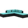 vidaXL 5-tlg. Garten-Lounge-Set mit Kissen Poly Rattan Schwarz