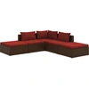 vidaXL 5-tlg. Garten-Lounge-Set mit Kissen Poly Rattan Braun