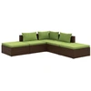 vidaXL 5-tlg. Garten-Lounge-Set mit Kissen Poly Rattan Braun