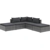 vidaXL 5-tlg. Garten-Lounge-Set mit Kissen Poly Rattan Grau