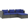 vidaXL 4-tlg. Garten-Lounge-Set mit Kissen Poly Rattan Grau
