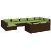 vidaXL 9-tlg. Garten-Lounge-Set mit Kissen Braun Poly Rattan
