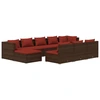 vidaXL 10-tlg. Garten-Lounge-Set mit Kissen Braun Poly Rattan