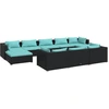 vidaXL 10-tlg. Garten-Lounge-Set mit Kissen Schwarz Poly Rattan