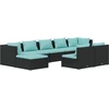 vidaXL 9-tlg. Garten-Lounge-Set mit Kissen Schwarz Poly Rattan